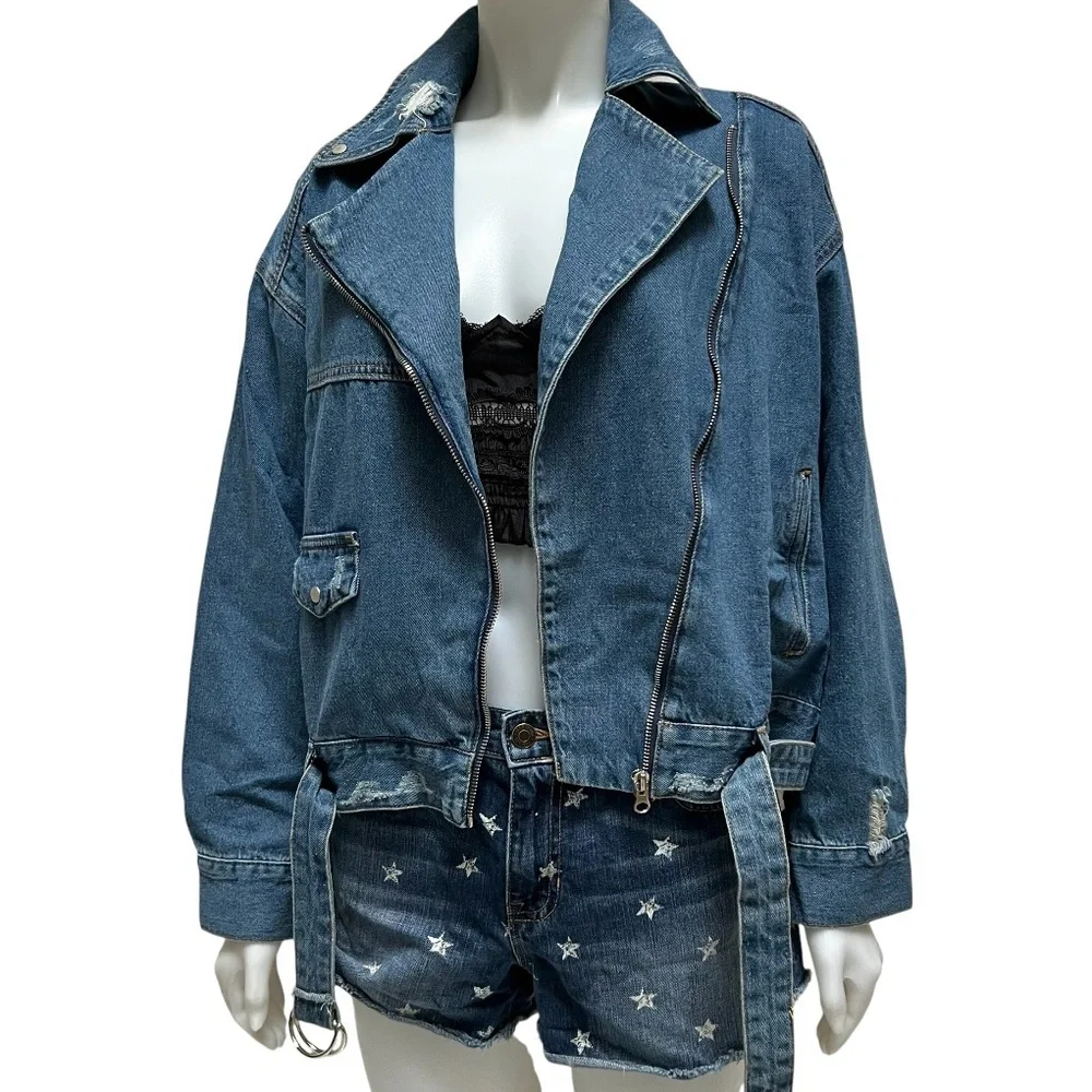 90's GAP Star Print Boyfriend Jean Shorts Faded‎ Trushed Distressed Grunge Goth