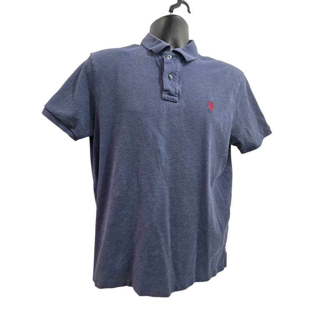 Polo‎ Ralph Lauren Polo Shirt Classic Fit Men's Large Blue Stretch Mesh Logo