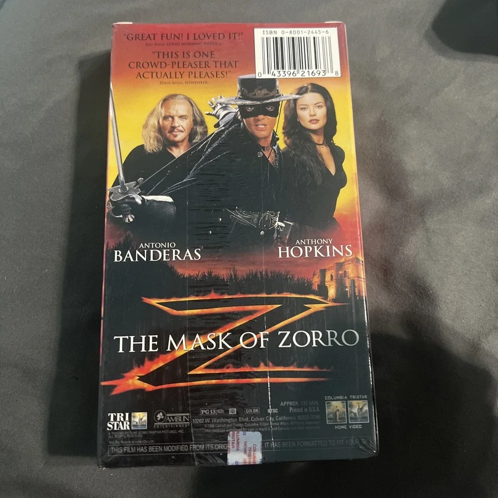 The Mask of Zorro (1998, VHS) Anthony Hopkins‎ Antonio Banderas Vintage Sealed