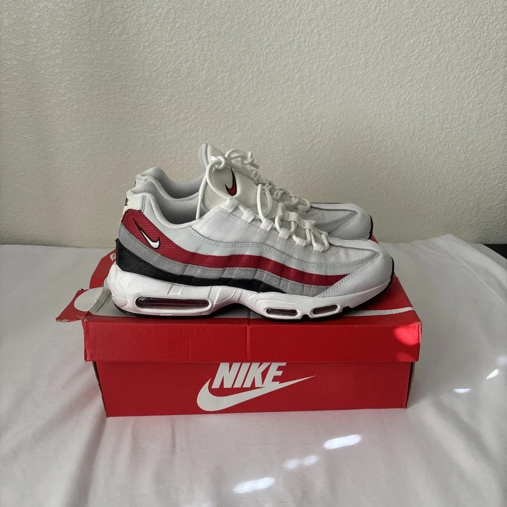 Nike Air Max 95 Essential White‎ Varsity Red Size 13 black Swoosh