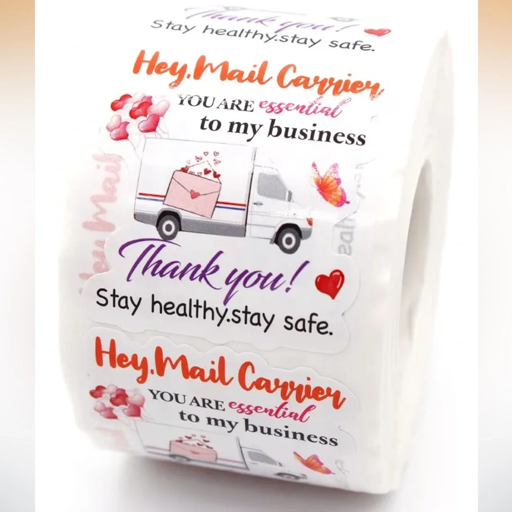 100 1.5” Large Mail Carrier Thank You Stickers!!