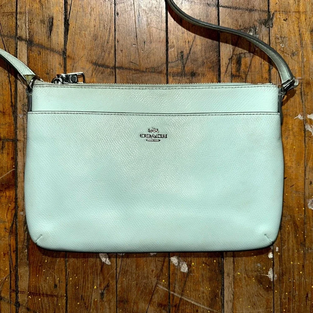 Coach CrossGrain Leather‎ EW Poppy Crossbody Bag Blue Topaz Adjustable Strap