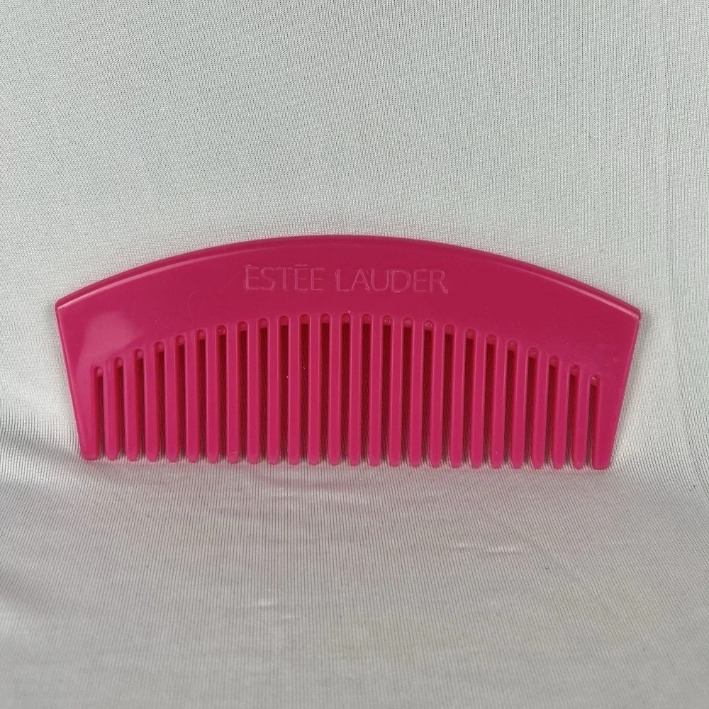 Vtg 90s Y2K 5‎ inch Estée Lauder Pink Travel Purse Rounded Wide Tooth Hair Comb