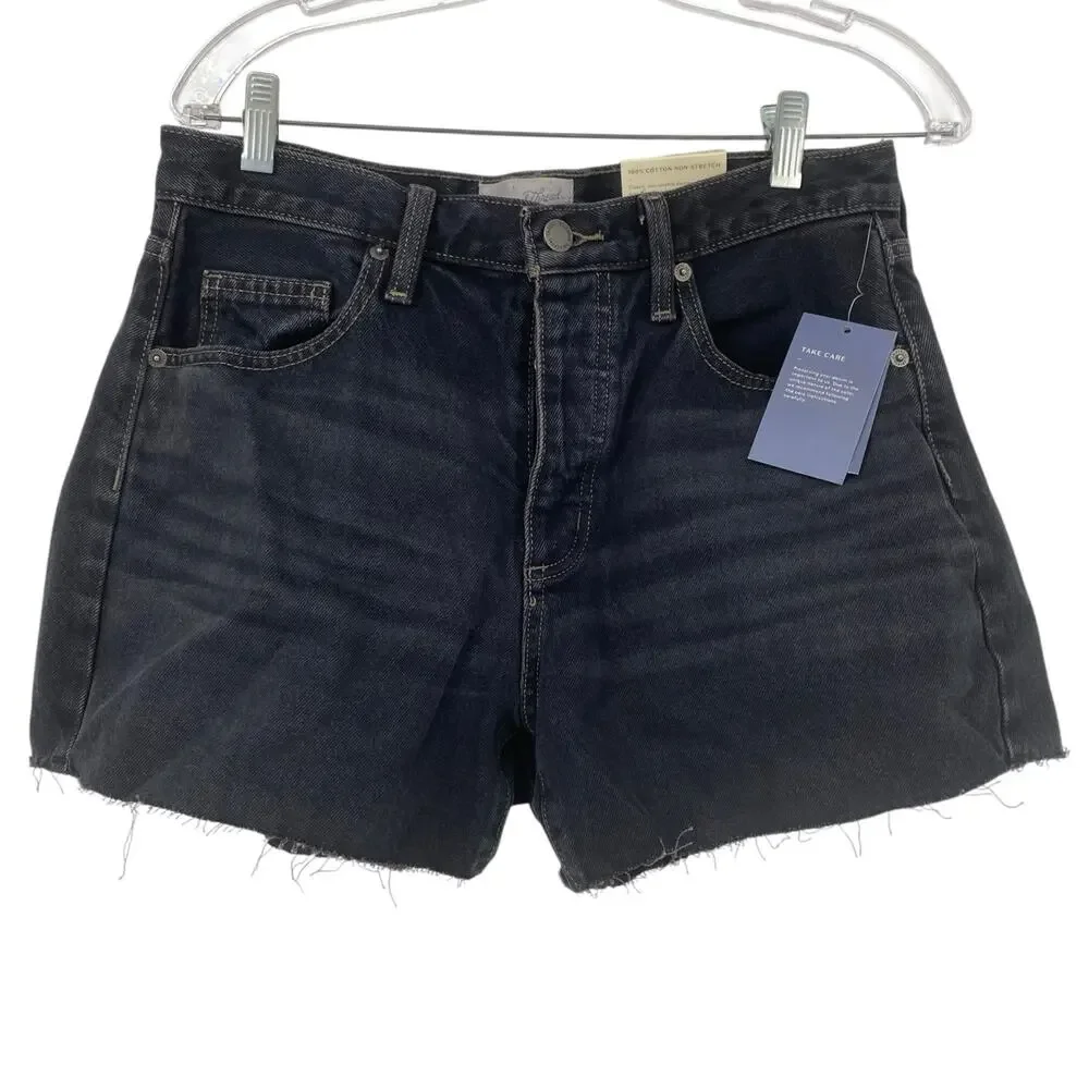 NEW UNIVERSAL THREAD Mid Rise 90s Baggy Denim Jean Shorts Black Size 16 Cotton