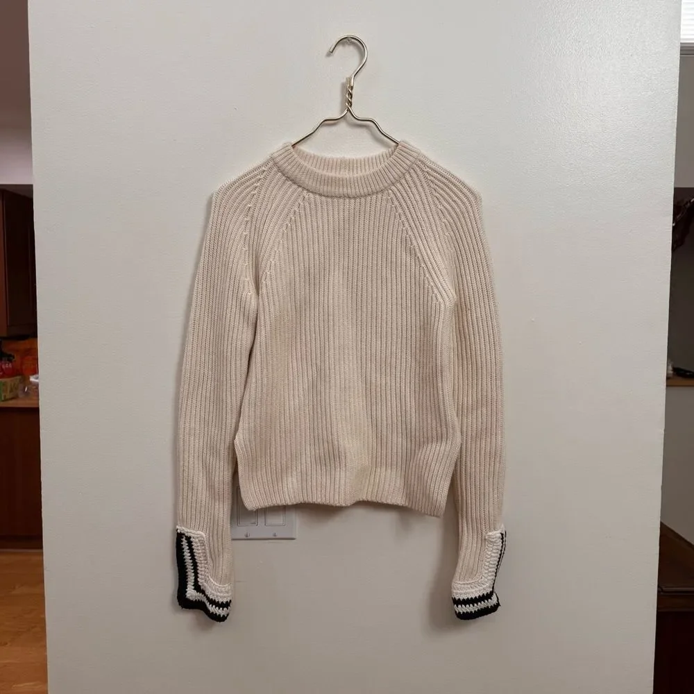Helmut Lang Butter Crochet Detail Crewneck Sweater Size XS Retail $520