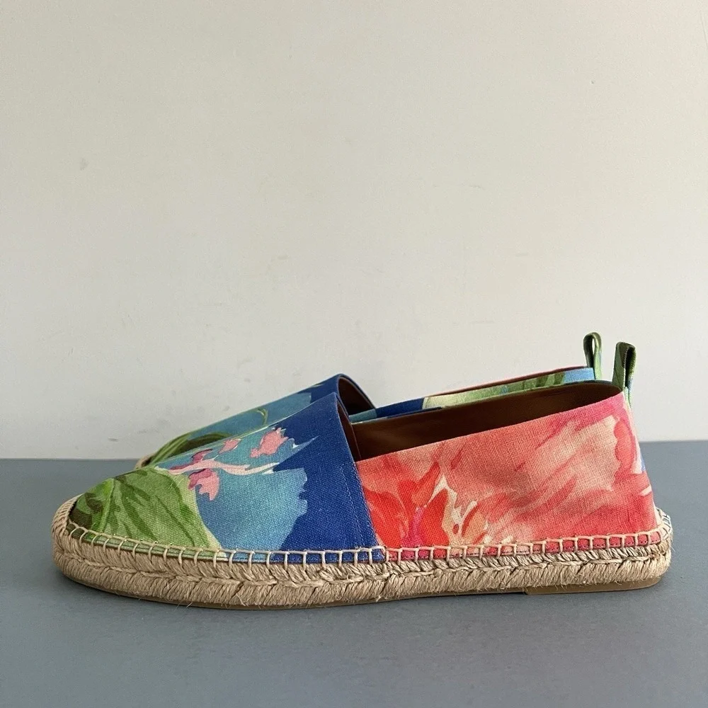 Ralph Lauren Purple Label Bosworth Espadrilles Linen Tropical Floral Mens Shoes