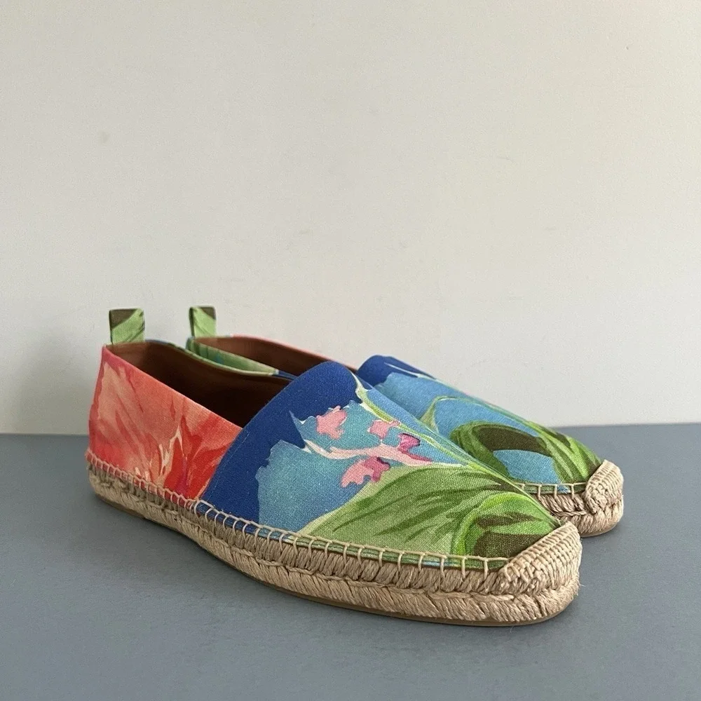 Ralph Lauren Purple Label Bosworth Espadrilles Linen Tropical Floral Mens Shoes