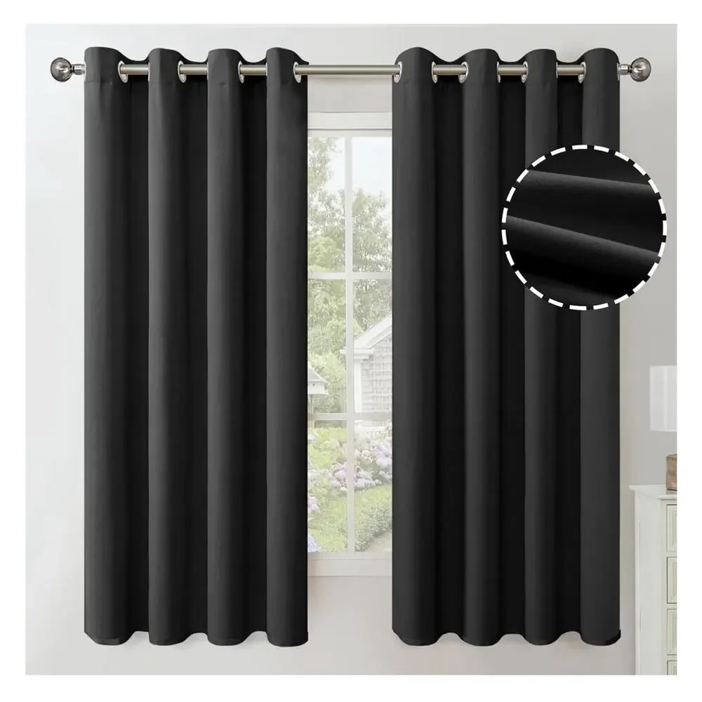 Velvet Black Out Curtains for Bedroom, Grommet Thermal Insulated 4 Panels 52x63”