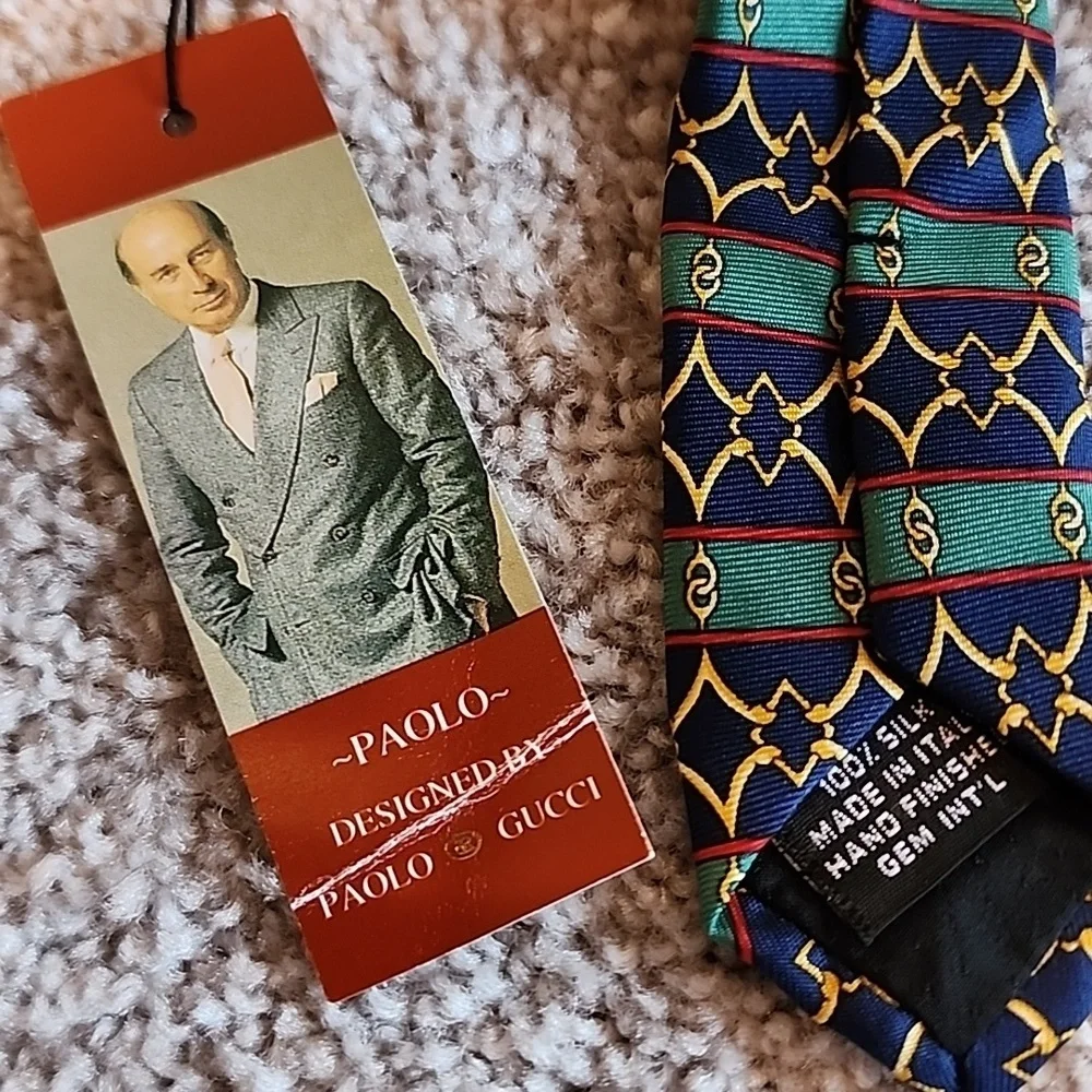 Gucci‎ Paolo Mens Tie Blue, Gold, Green