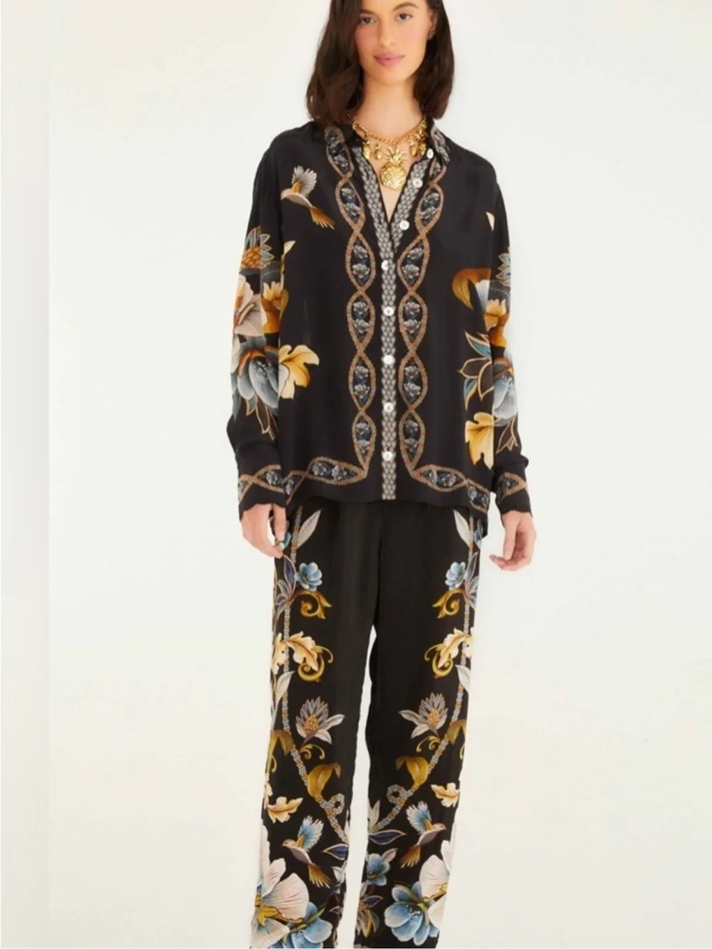 Black Flowerful Garden Pajama Pants by Farm Rio! DT