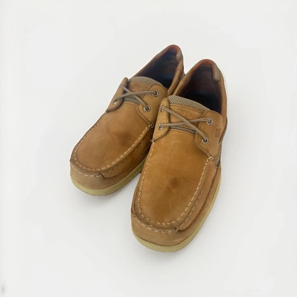 Sperry Top Sider Lanyard Men's Boat Shoes 12 Tan Leather Lace up 0777924