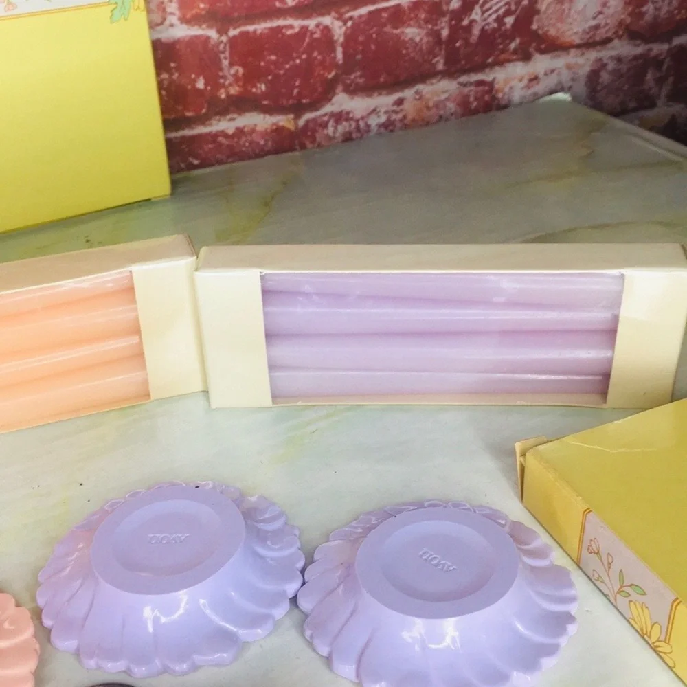 Vintage Avon Set of Three Pastel Fancy Flower Daisy Candle Sets