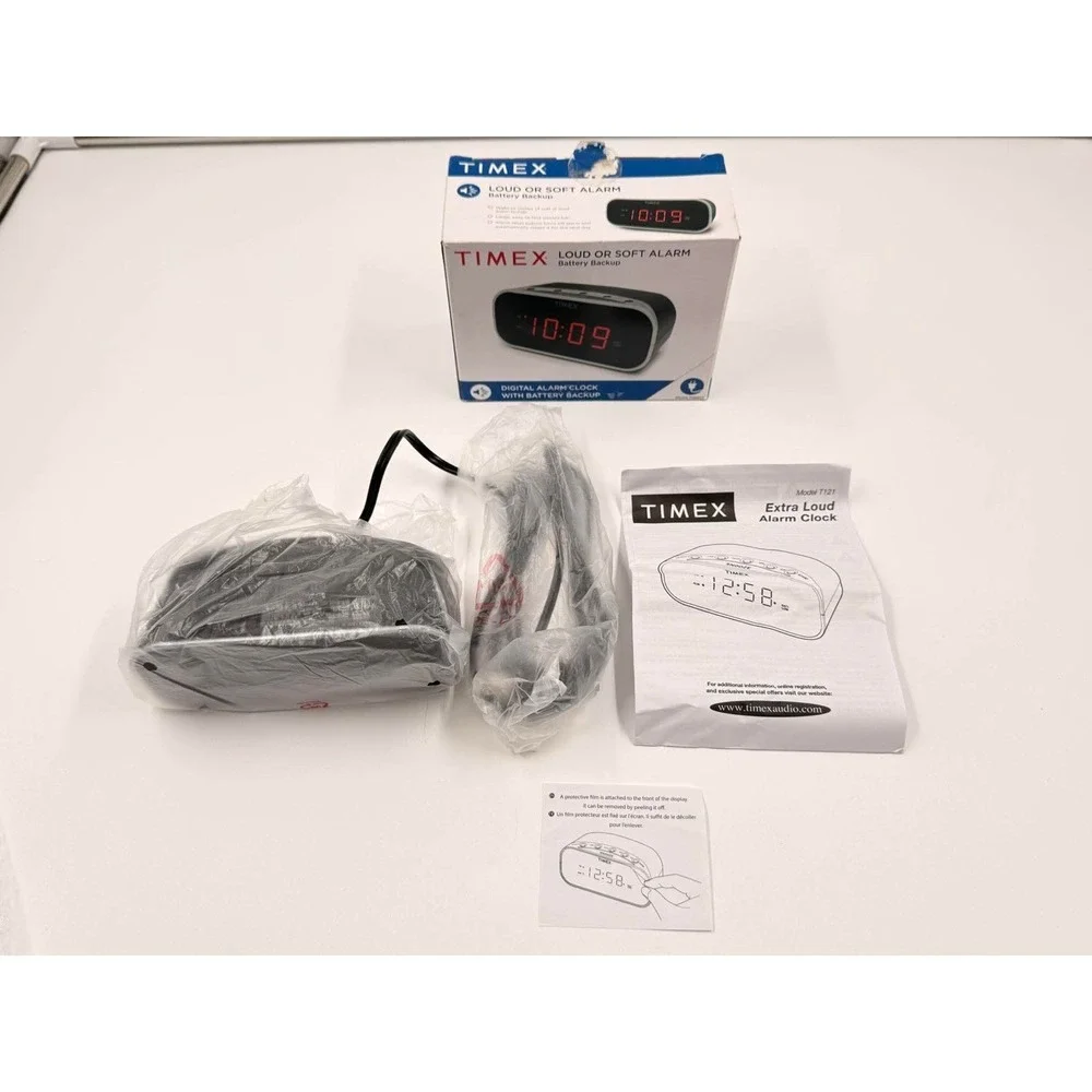 Timex Digital Alarm Clock T121 Loud or Soft Alarm Clock w/battery backup Tested