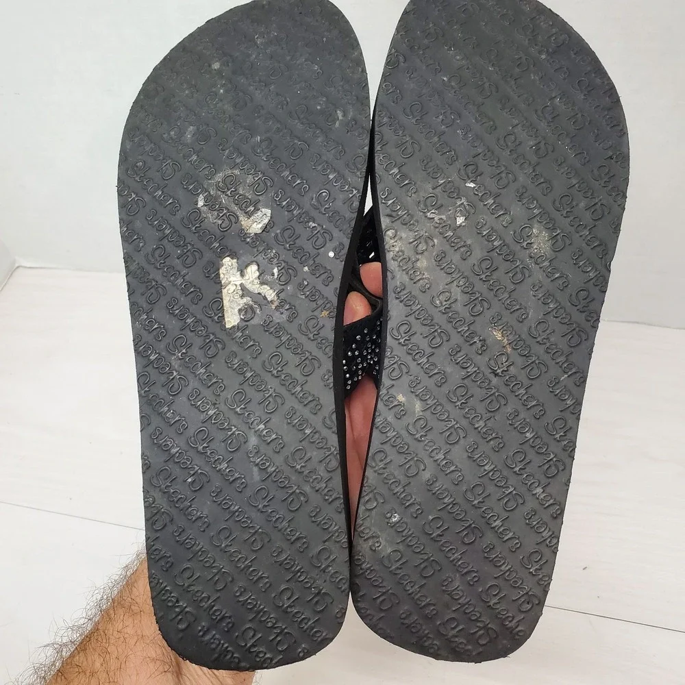 Skechers Yoga Foam Beeded Flip Flops Womens 9 Boho Fast Shipping