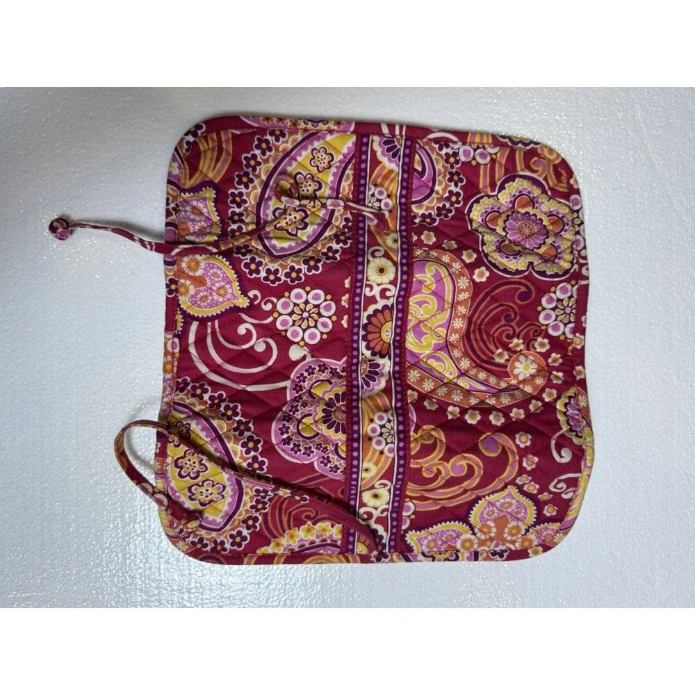 Vera Bradley Make Up Bag Cosmetic Lined Pink Orange Paisley Zippered Small Pouch