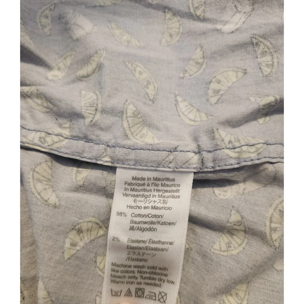 J. CREW MERCANTILE Flex Shirt Mens M Blue Button Down Lime And Salt Short Sleeve