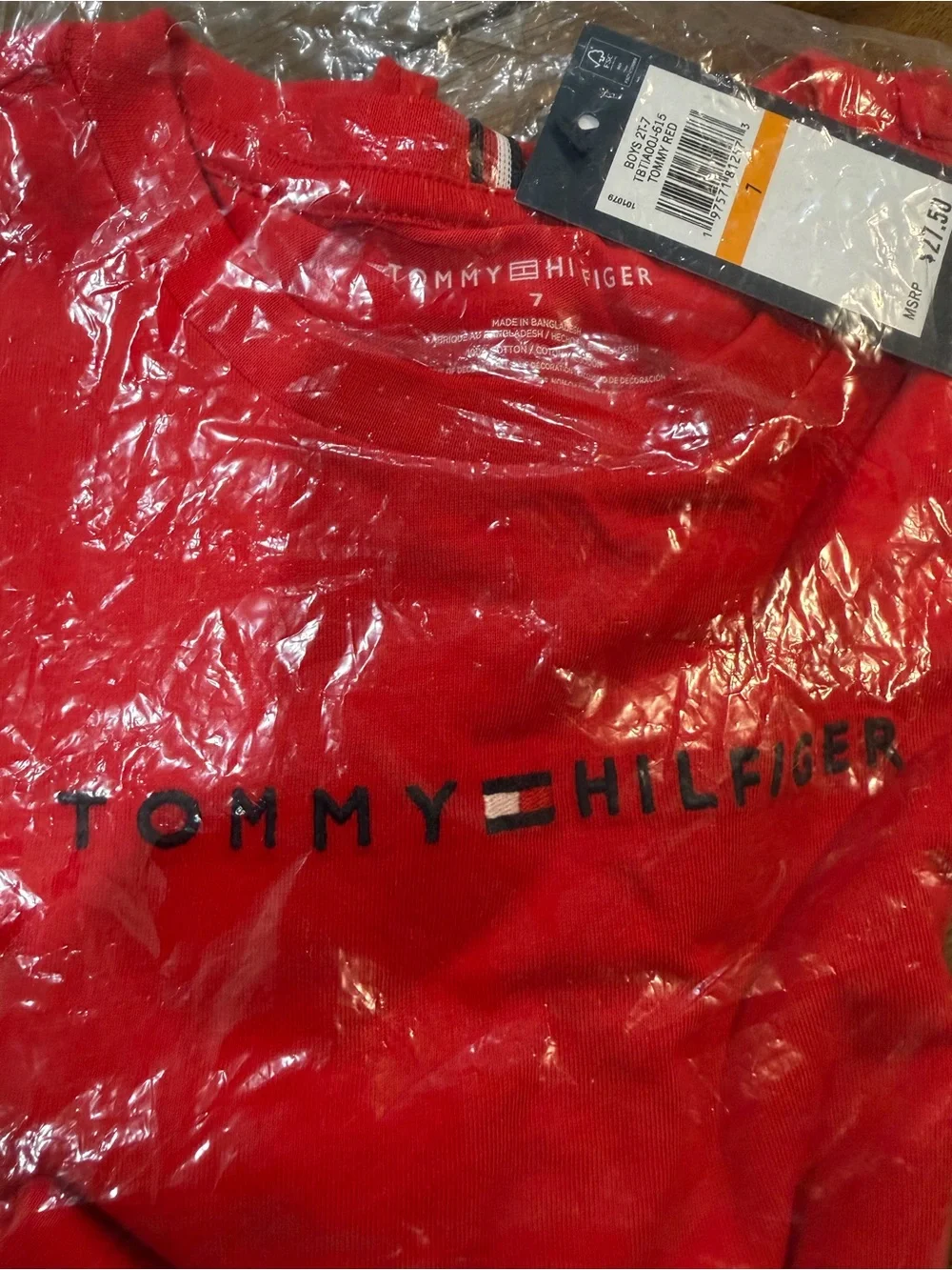 Tommy Hilfiger Red Logo Tee with Iconic Flag