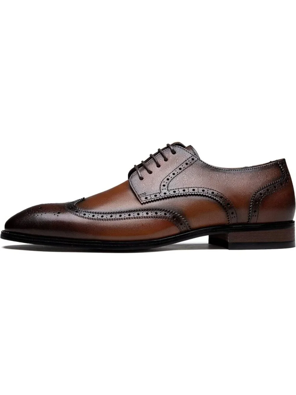 Men's Yellow brown Dress Shoes Leather Wingtip Formal Business Oxford Shoes