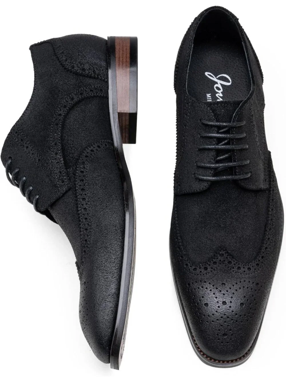 Men's Suede Black 1 Dress Shoes Leather Wingtip Formal Business Oxford Shoes