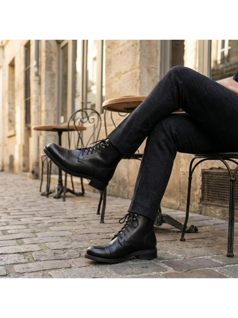 Men's Black Casual Leather Dress Lace Up Ankle Boots Slip on Chukka Boots