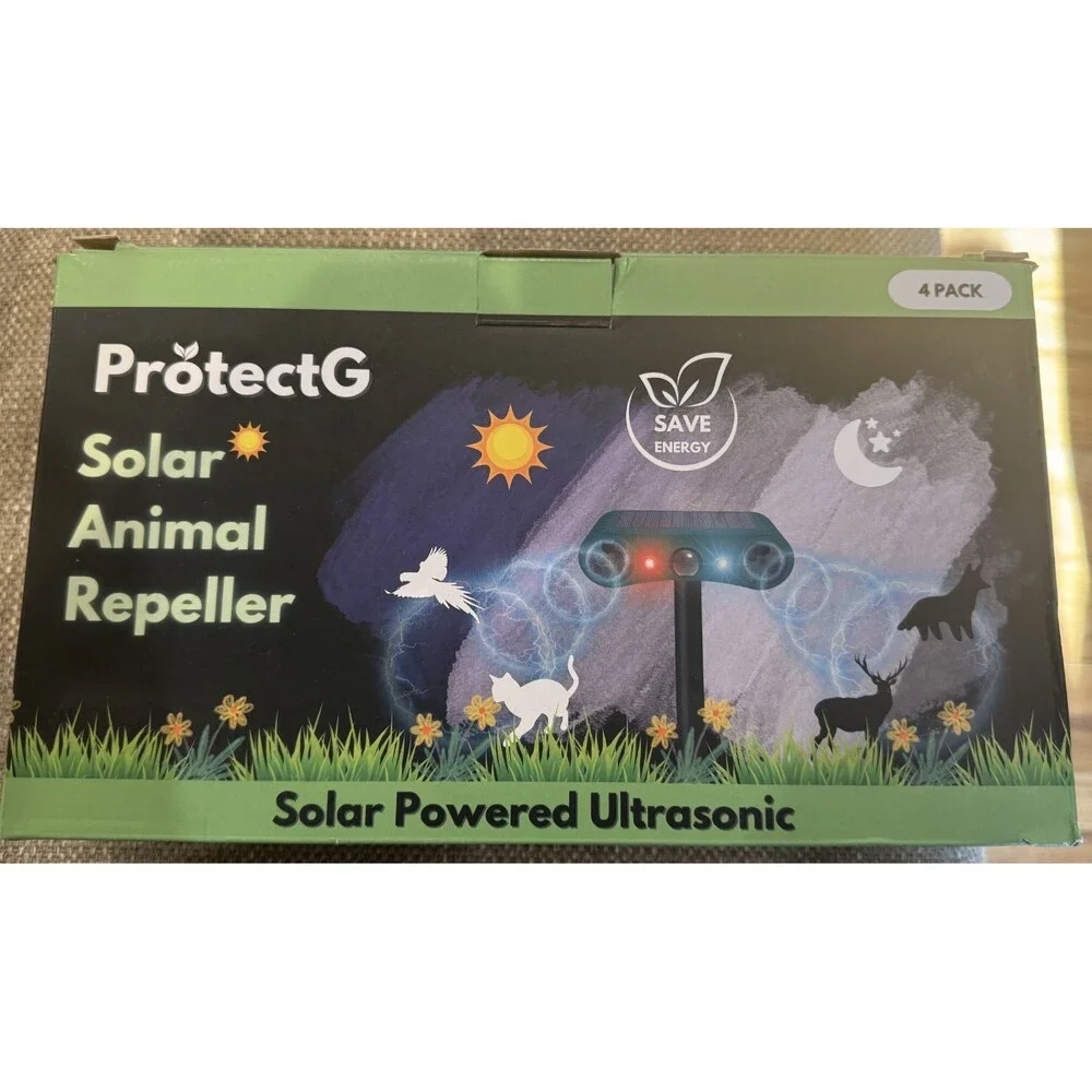 Solar Ultrasonic Animal Repeller Outdoor 4 Pack Waterproof New