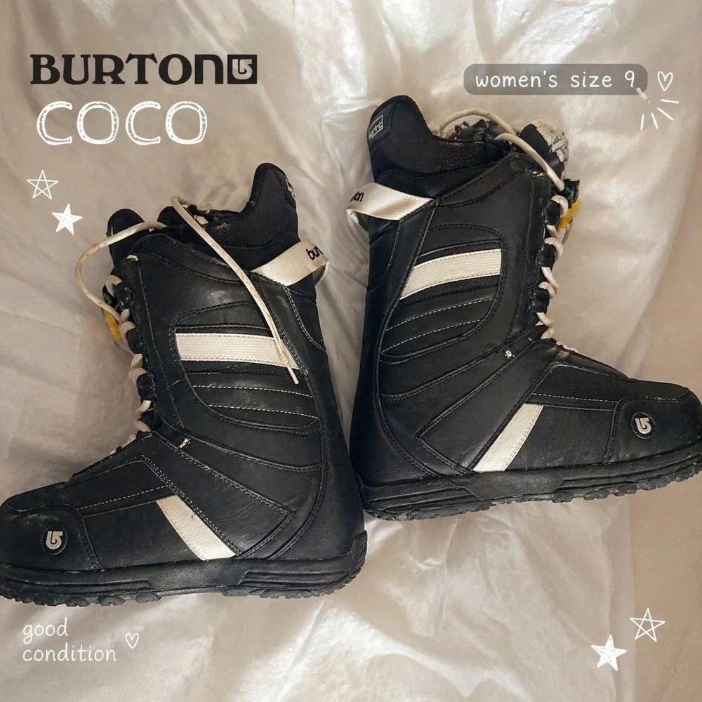 Burton Coco Women's Snowboard Boots Size 9 Black White Lace