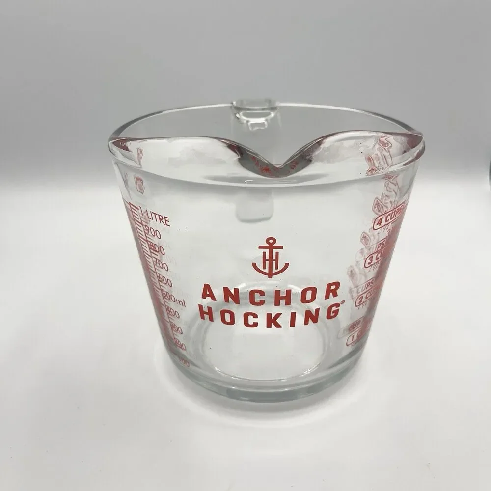 Anchor Hocking 4 Cup Glass Measuring Cup 32oz Red Lettering #8