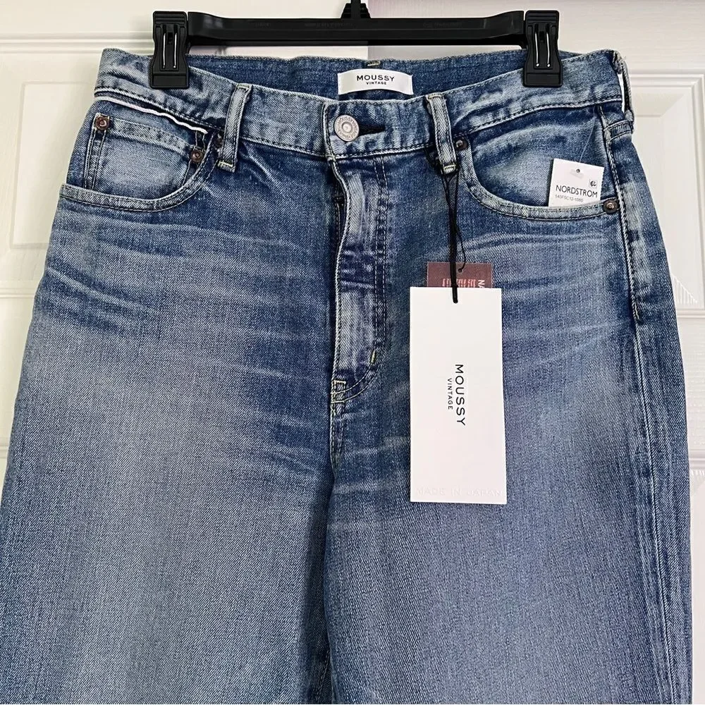 Moussy Vintage Cardino High Waist Flare Leg Jeans Blue US 31 NWT MSRP $350