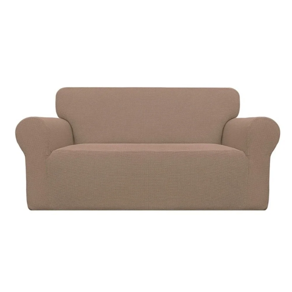 Easy-Going Stretch Jacquard Loveseat Slipcover 1-Piece Camel Furniture Protector