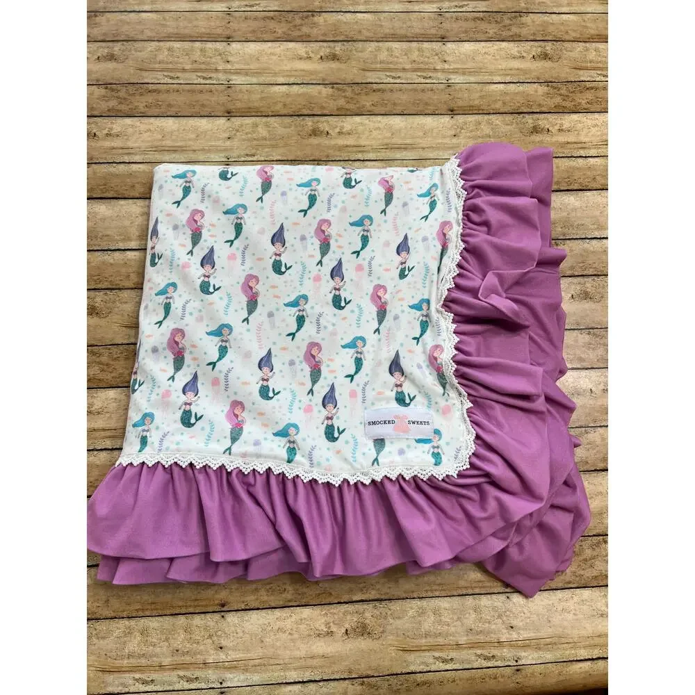 NWOT Smocked Sweets Mermaid Blanket 60x60