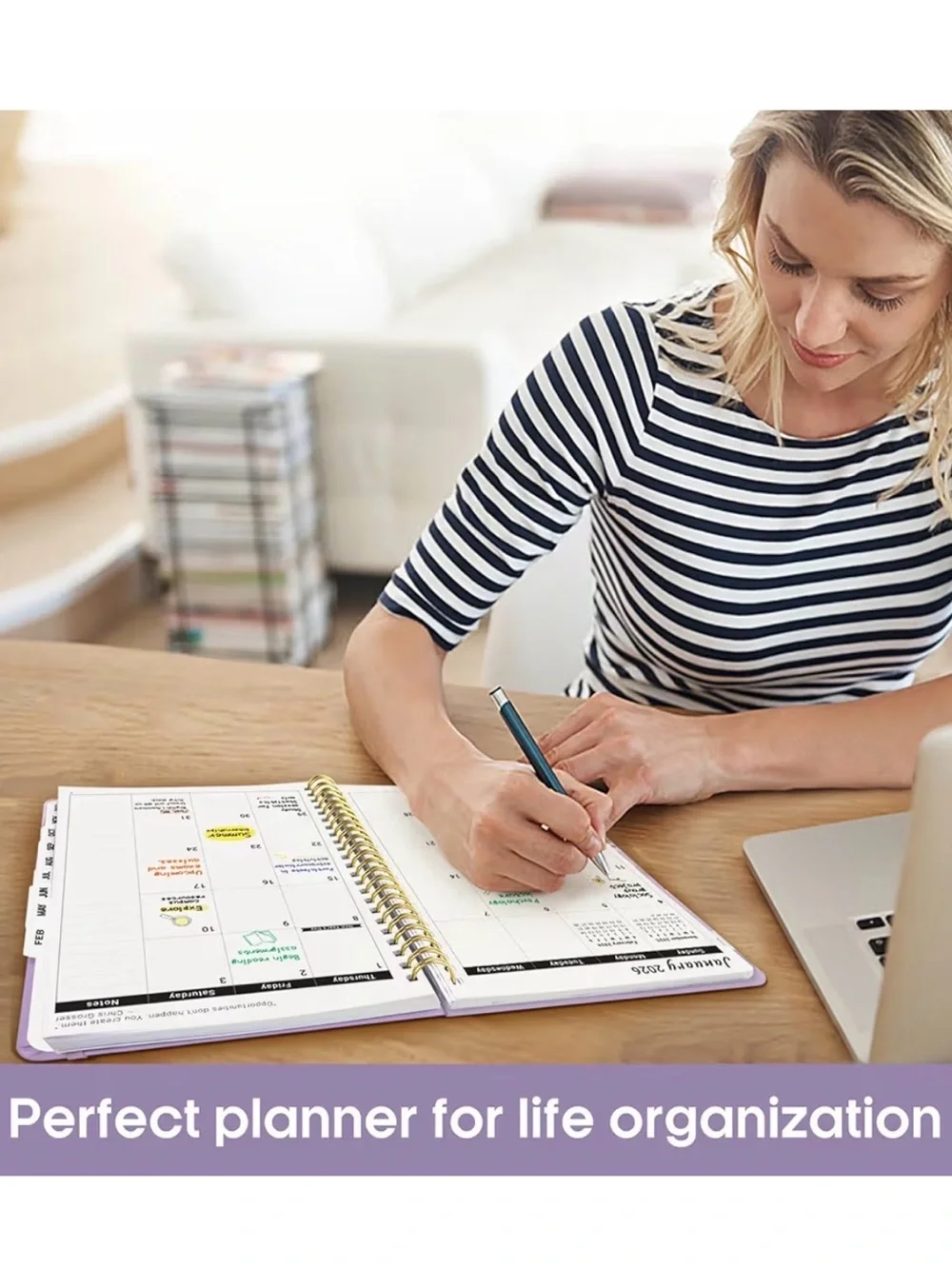 2026 Lavender Spiral Monthly Planner with Purple Print size A5