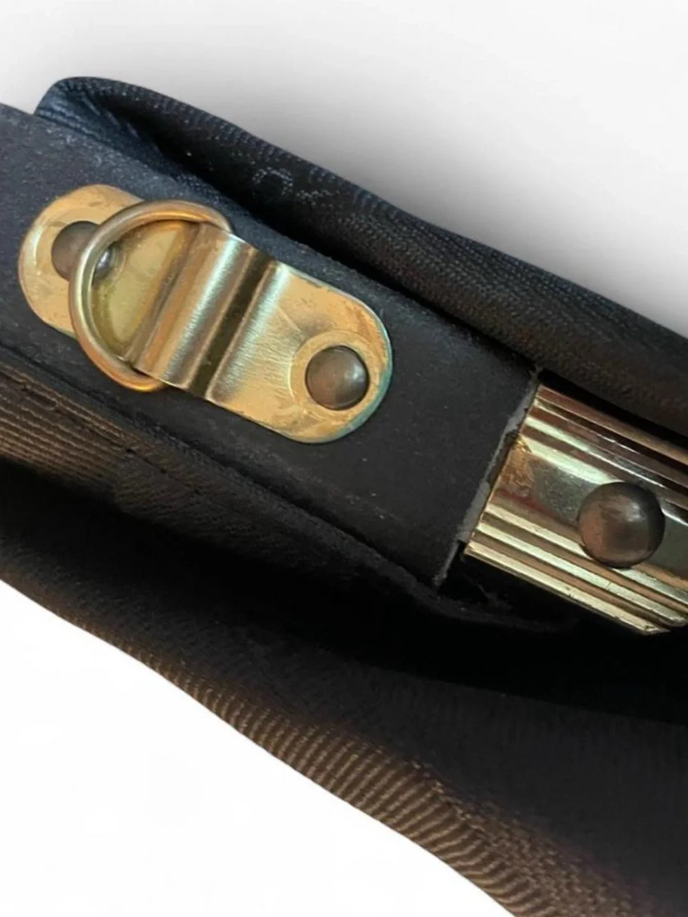 Vintage Fendi Black Striped styled Doctor Bag with Gold Hardware see pics