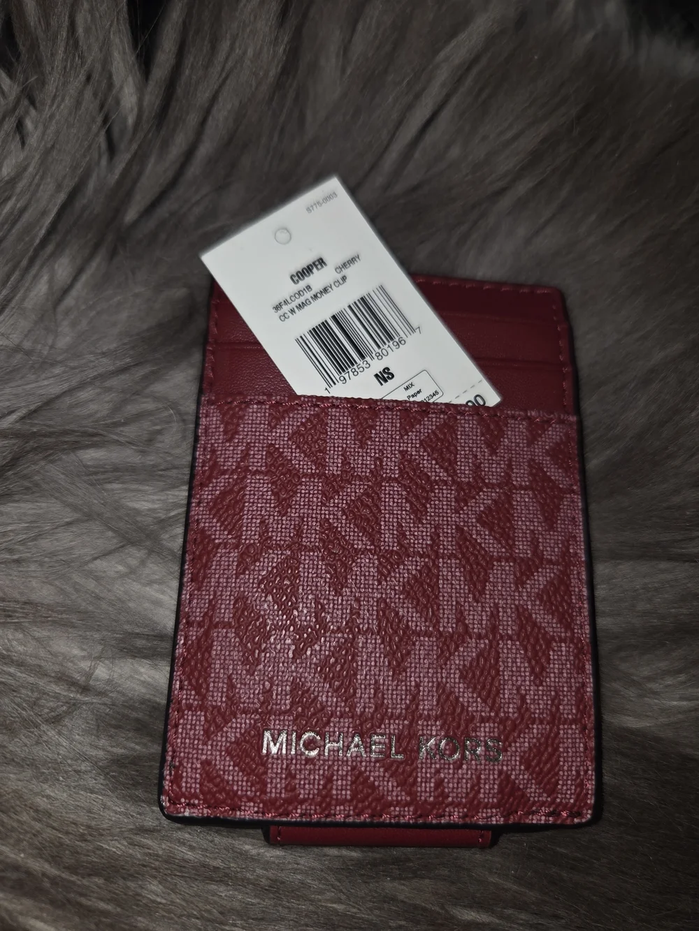Michael Kors Red Signature MK Card Holder with Logo Accent
