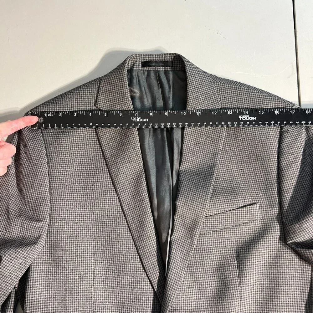CALVIN KLEIN Blazer Jacket Sports Coat Men 38R Gray Check 100% Wool Professional