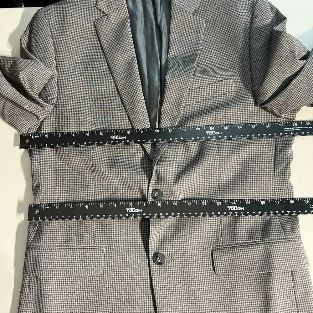 CALVIN KLEIN Blazer Jacket Sports Coat Men 38R Gray Check 100% Wool Professional