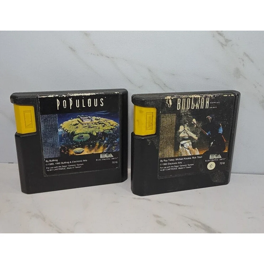 Lot‎ of 2✨Sega Genesis Games✨Populous and Budokan✨VTG✨1990s