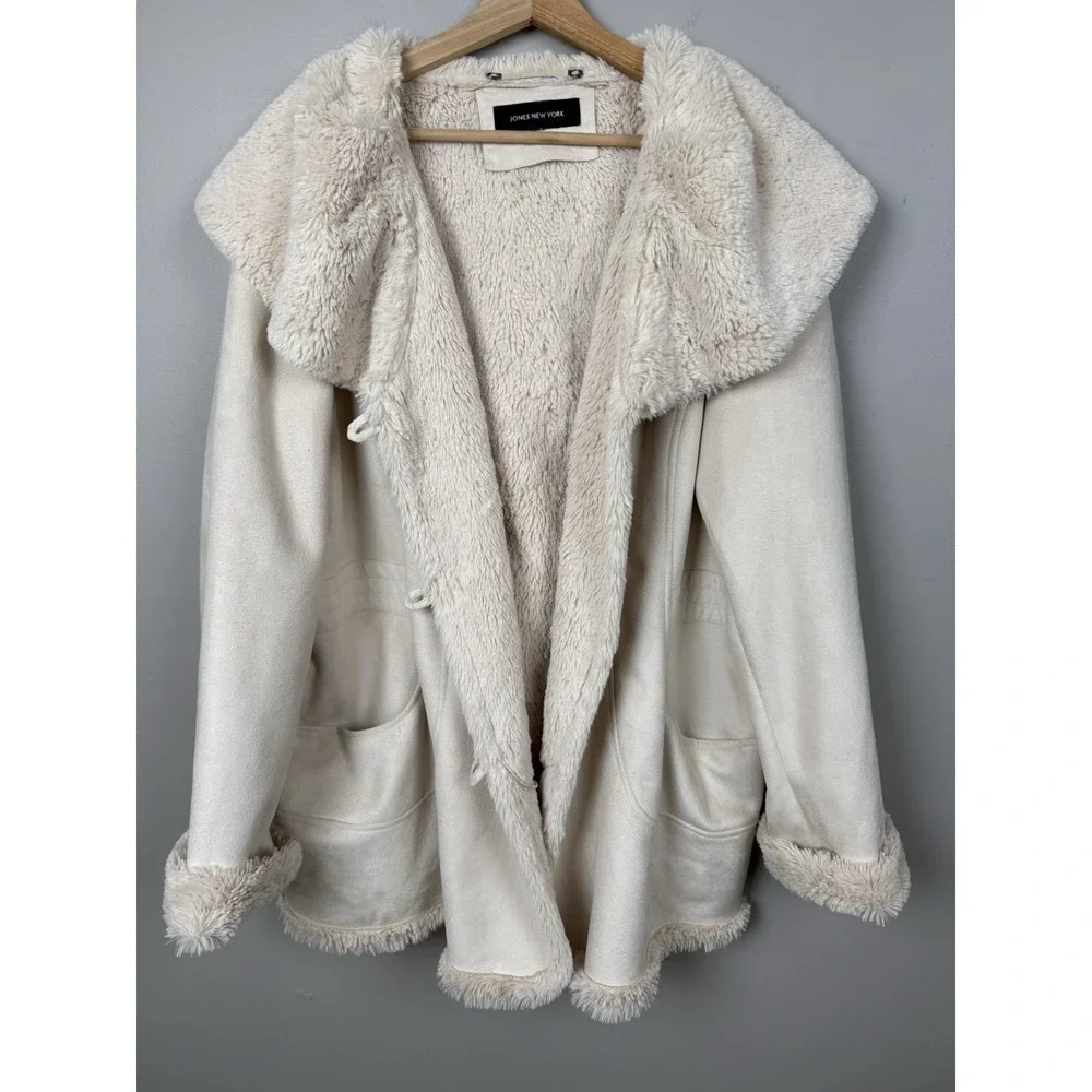 Jones New York Penny Lane Coat Soft‎ Cozy Faux-Suede Shearling Cottagecore XXL