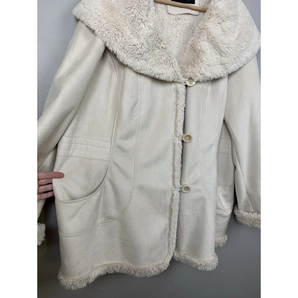 Jones New York Penny Lane Coat Soft‎ Cozy Faux-Suede Shearling Cottagecore XXL
