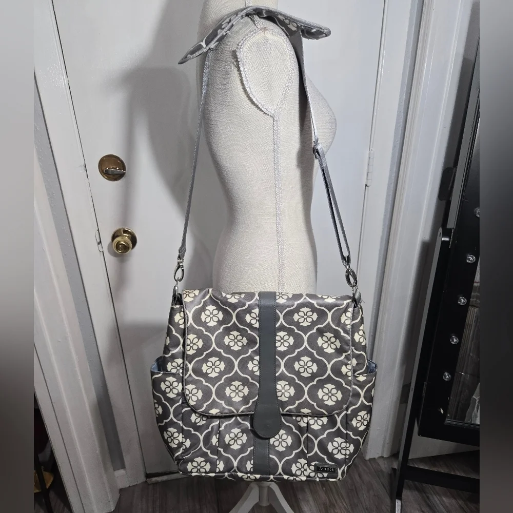 JJ Cole Backpack Diaper Bag, Gray Floret