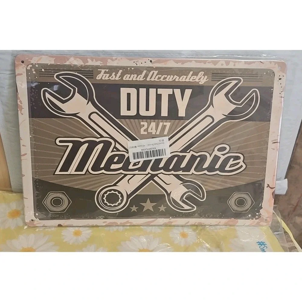Mechanic On Duty 24/7 Fast And Accurately Metal Sign Auto‎ Car Rustic-looking