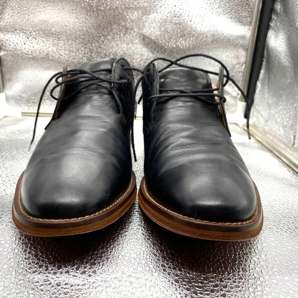 Johnston & Murphy Tyson Plain Toe Shoes Mens 10.5 Black Leather Dress Lace Up