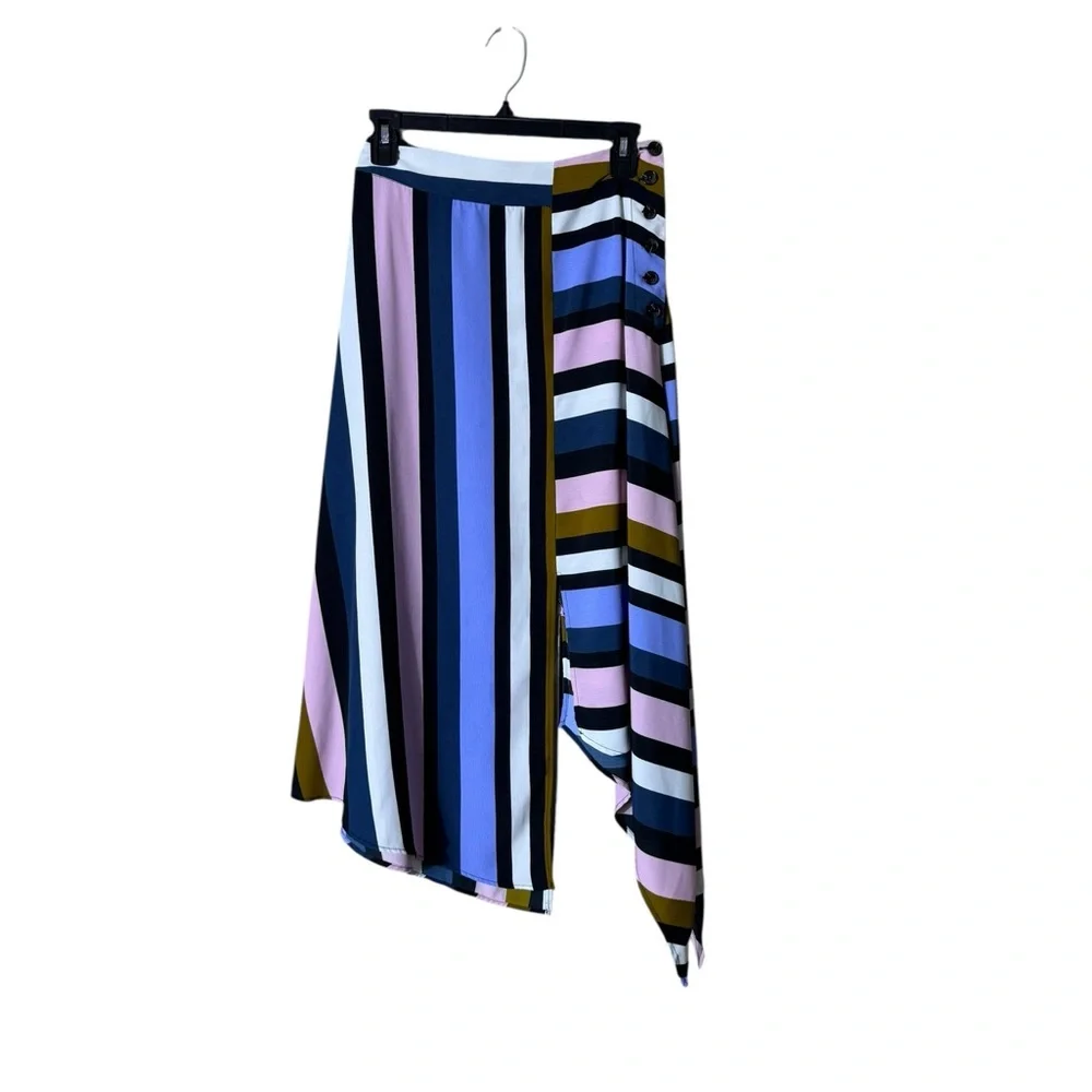 Top Shop Stripe Asymmetric Midi Skirt Size 2 Retro‎ Bohemian Whimsigoth Mod