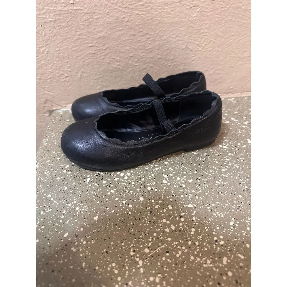 Copper Key Girls Black Ballet Flats with‎ Elastic Strap – Size 10