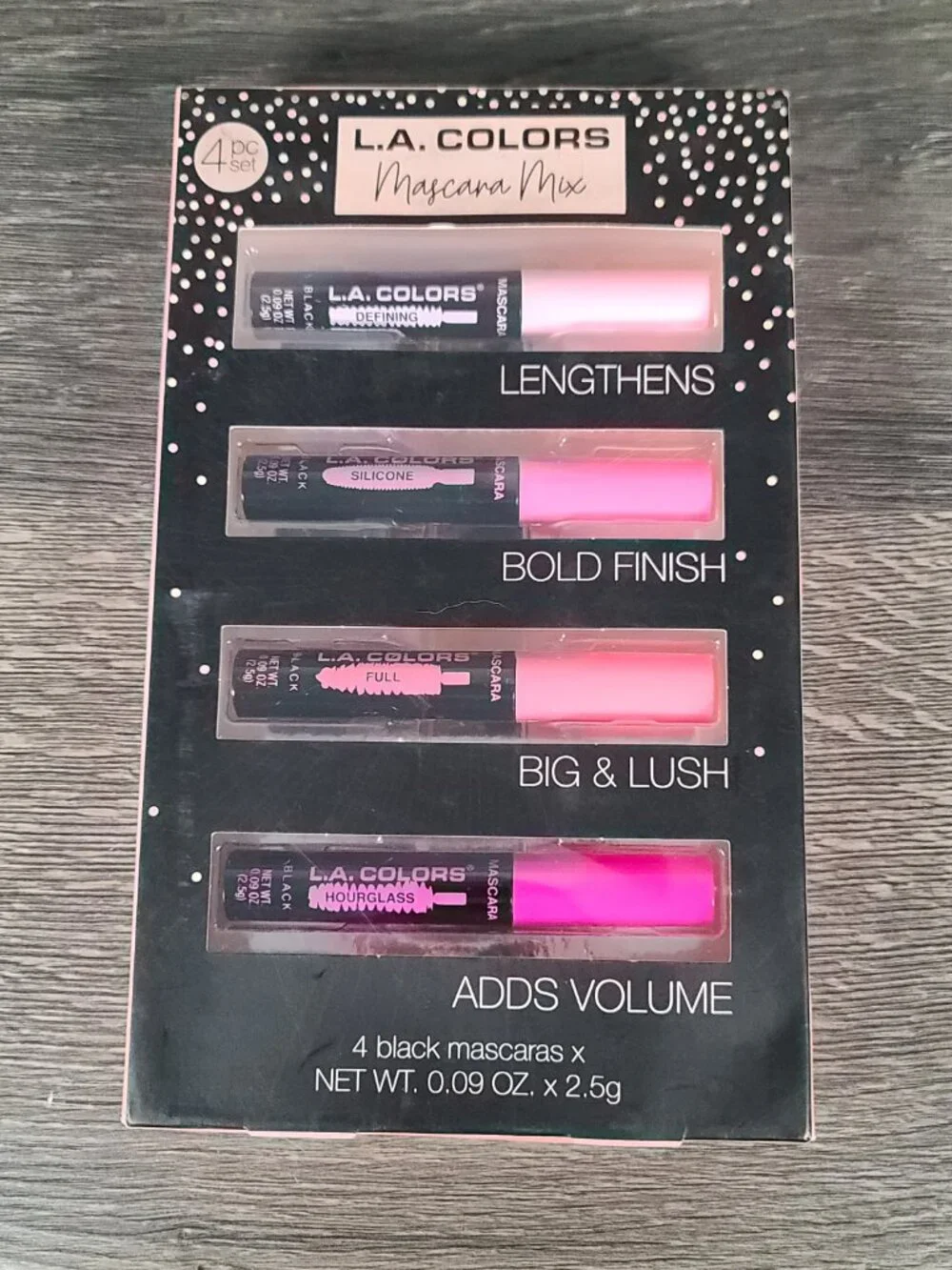 New L.A. COLORS Black Mascara Mix 4 Piece Set