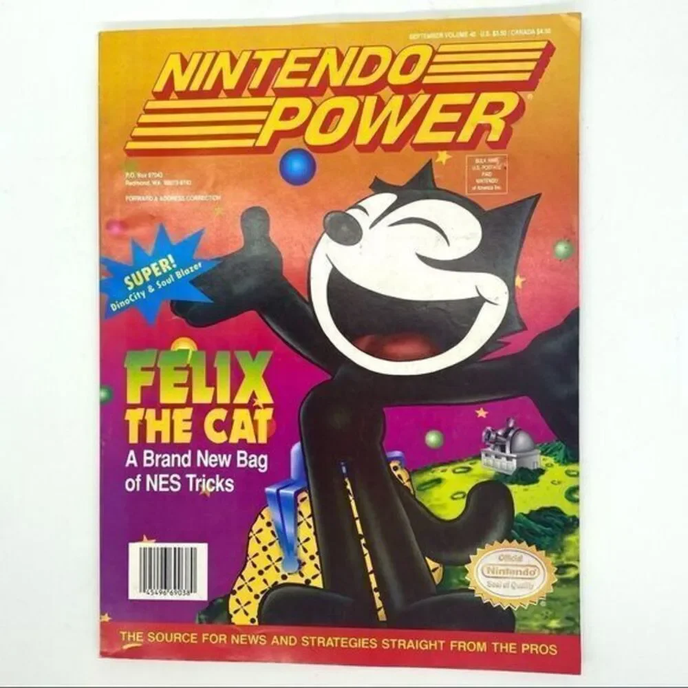Nintendo Power Magazine September 1992 #40 Felix The Cat With Spider-Man Poster