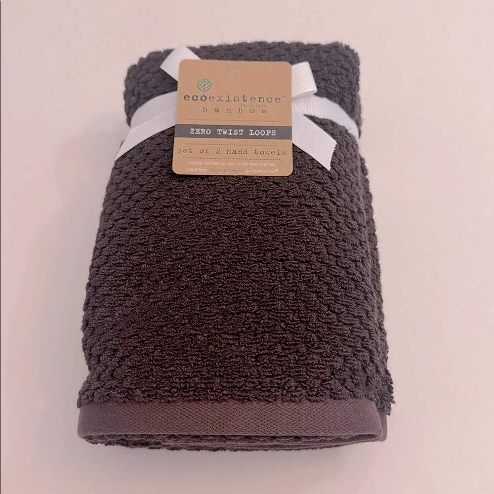 8pc ECOEXISTENCE Bamboo Zero Twist Loops Bath Towel Set-Dark Chocolate-DKCHOC25