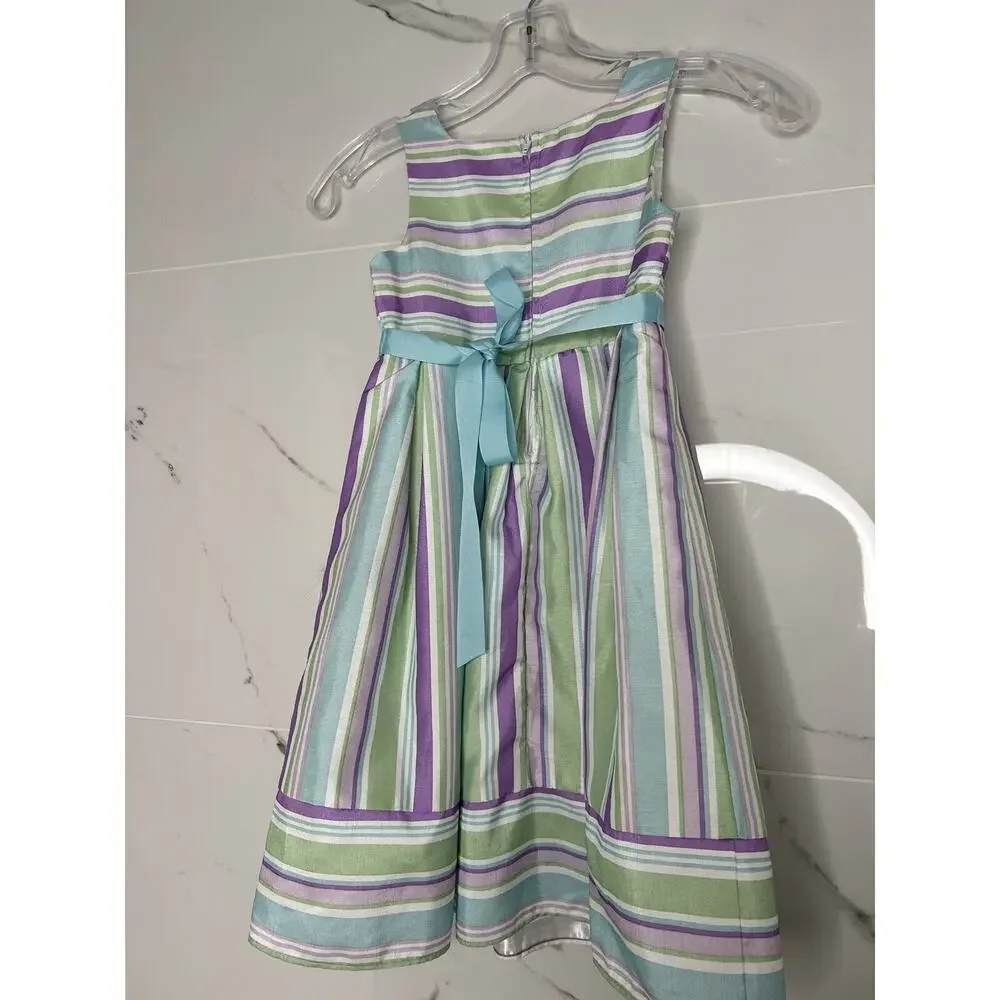 Sweet Heart Rose Girls Sz 5 Spring Summer Flower Girl Dress Easter Pastel EUC