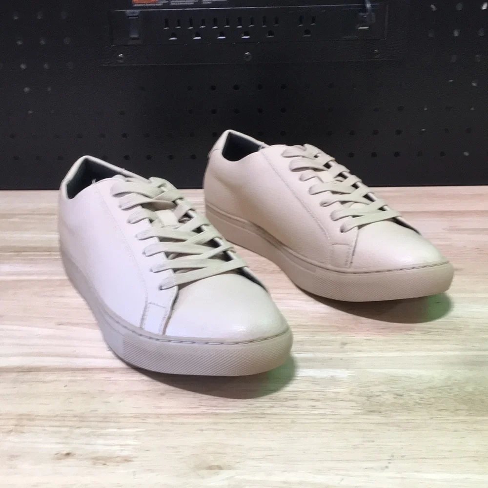 New WB Alfani Men’s Beige Leather Low-Top Sneakers