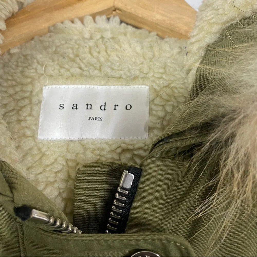Sandro parka removable trim