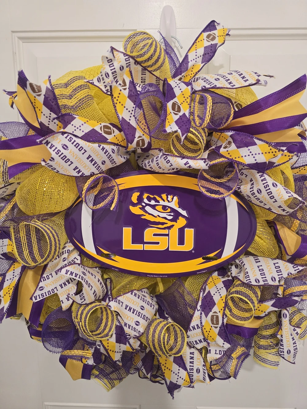 LSU Purple & Gold Wreath with Tiger Logo Football